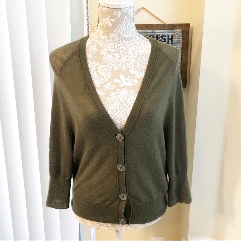 Tory Burch | Cashmere Olive Green Cardigan